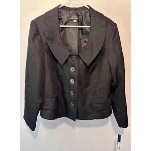 Giorgio Sant'Angelo Womens Black Textured Shimmer Blazer Jacket 20W NEW